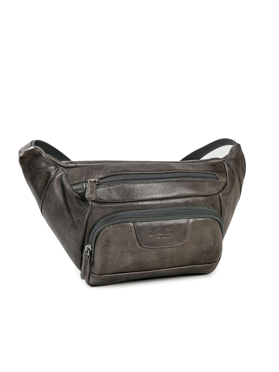 Сумка на пояс Dr. Koffer из натуральной кожи серая