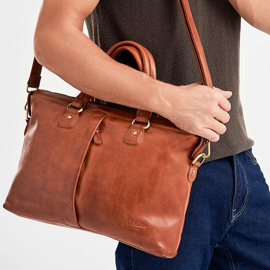 Деловая сумка Dr.Koffer из натуральной кожи коричневая