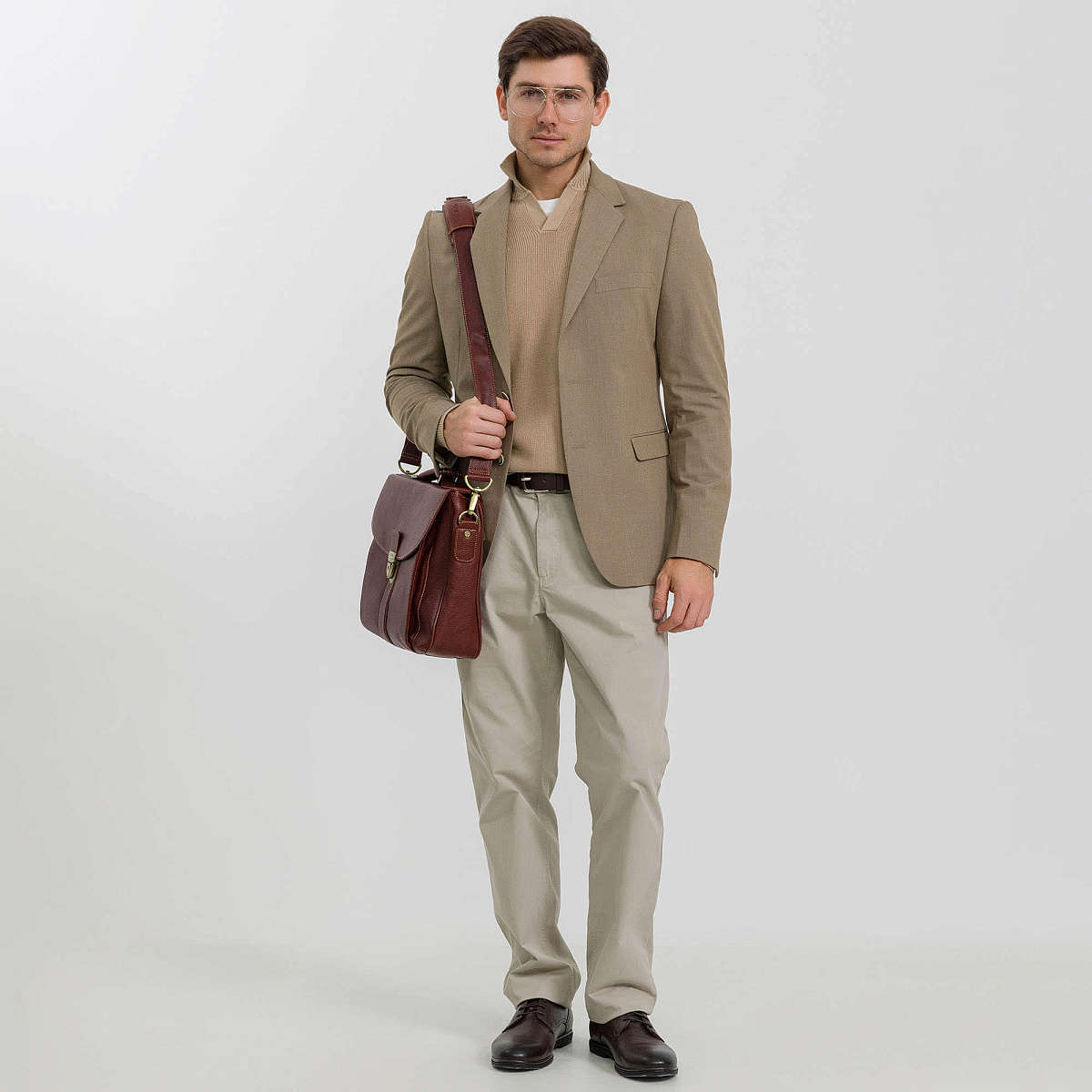 Портфель Dr.Koffer из натуральной кожи светло-коричневый