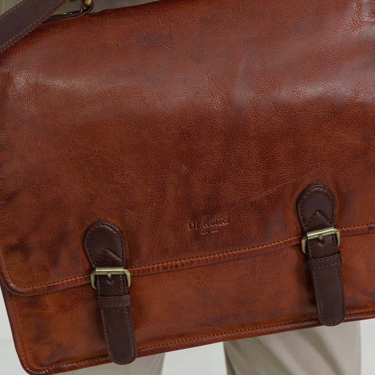 Портфель Dr.Koffer из натуральной кожи светло-коричневый