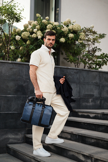 Деловая сумка Dr.Koffer из натуральной кожи синяя