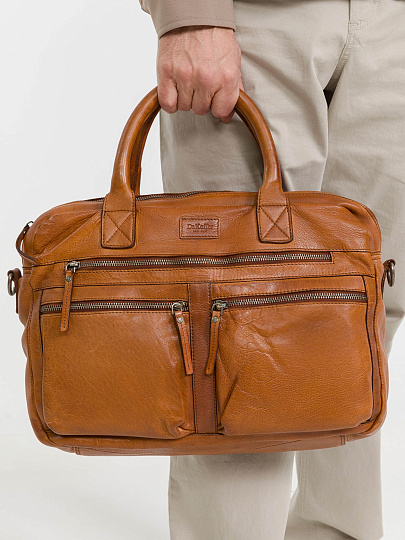 Деловая сумка Dr.Koffer из натуральной кожи коричневая