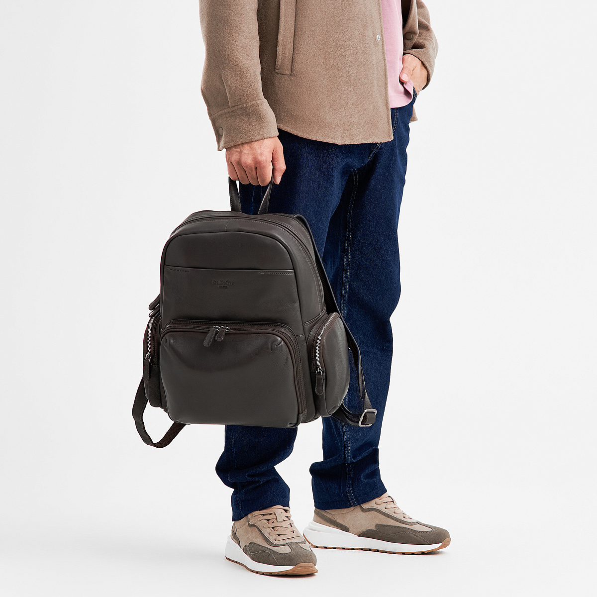 Рюкзак Dr.Koffer из натуральной кожи темно-коричневый