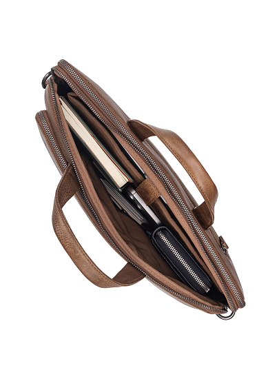 Сумка для документов Dr. Koffer из натуральной кожи коричневая