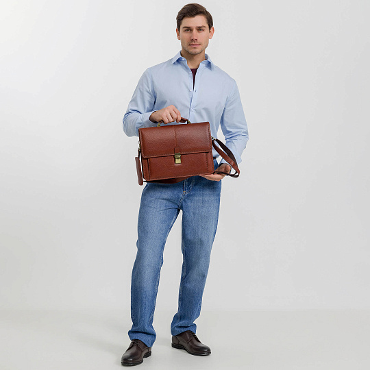 Портфель Dr.Koffer из натуральной кожи светло-коричневый