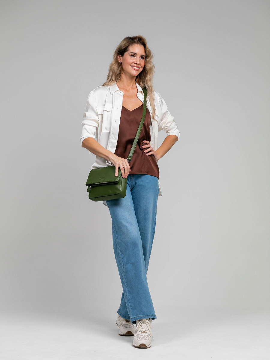 Женская сумка Dr.Koffer из натуральной кожи зеленая