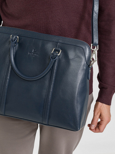 Деловая сумка Dr.Koffer из натуральной кожи синяя