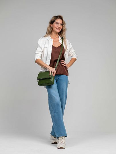 Женская сумка Dr.Koffer из натуральной кожи зеленая