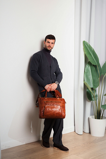 Деловая сумка Dr.Koffer из натуральной кожи коричневая