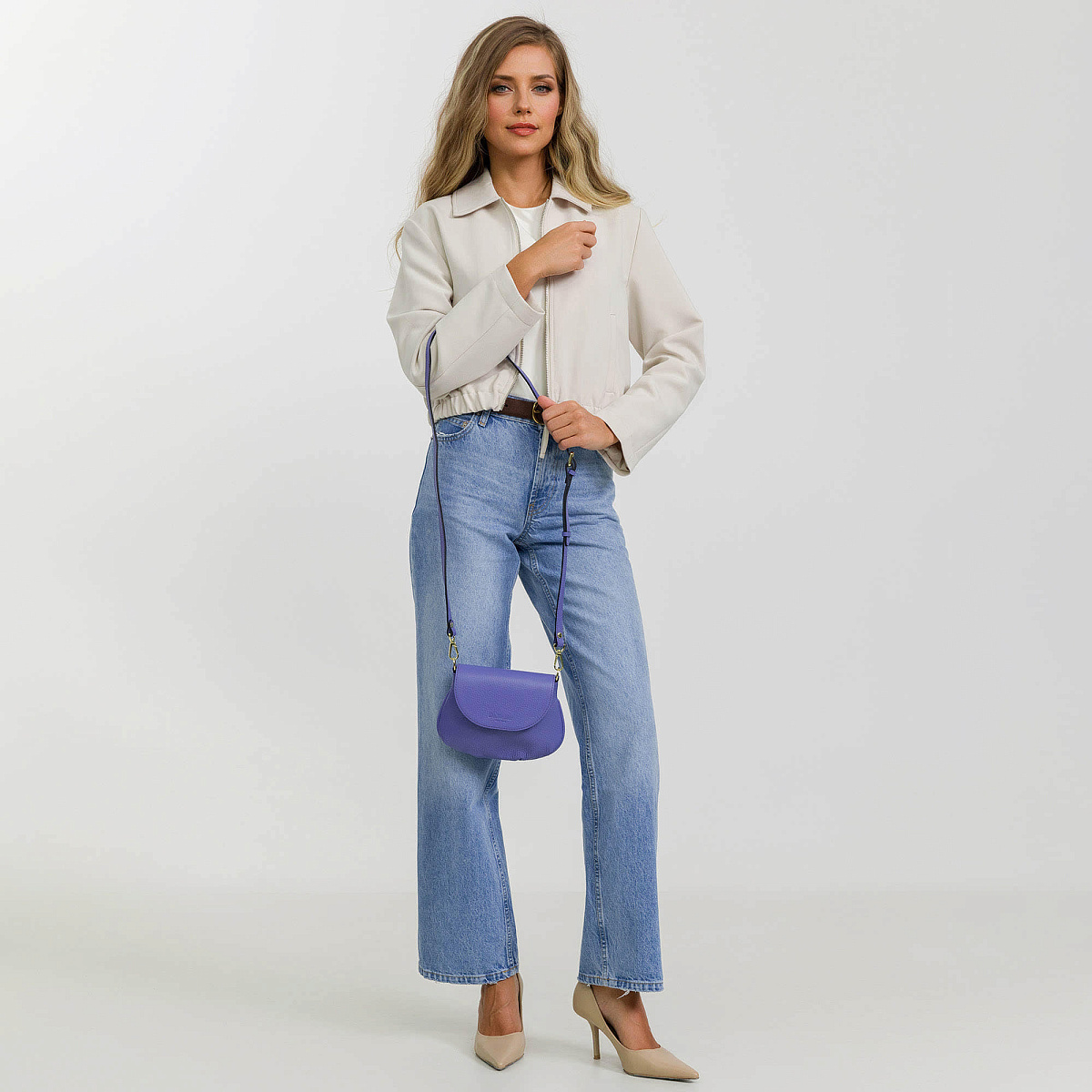 Женская сумка Dr. Koffer из натуральной кожи голубая