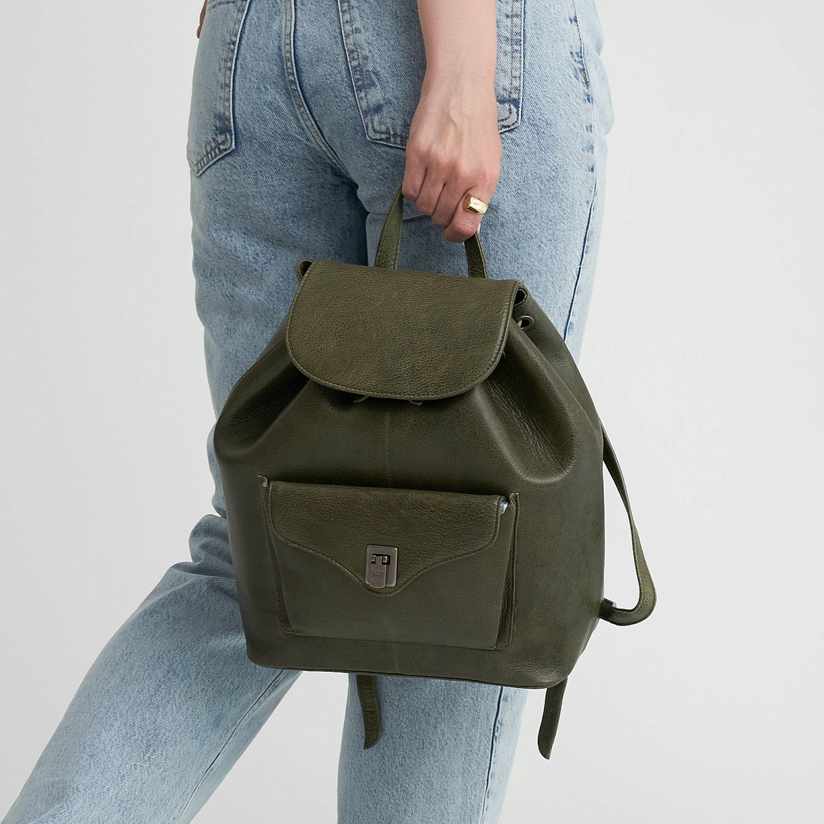 Рюкзак Dr.Koffer из натуральной кожи зеленый