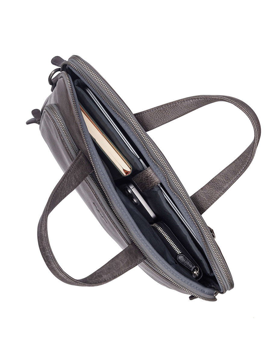 Сумка для документов Dr. Koffer из натуральной кожи серая