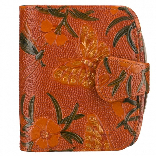 Оранжевый кошелек "Цветы" Dr.Koffer X510108-183-58