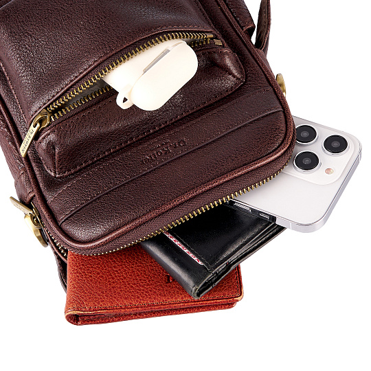 Сумка через плечо Dr.Koffer из натуральной кожи коричневая