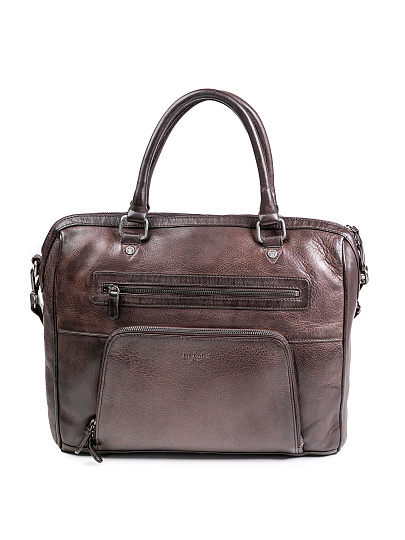 Деловая сумка Dr.Koffer из натуральной кожи темно-коричневая