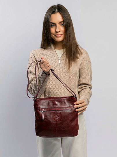 Сумка через плечо Dr.Koffer из натуральной кожи бордовая