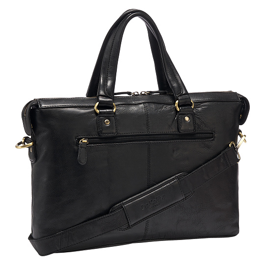 Деловая сумка Dr.Koffer из натуральной кожи черная