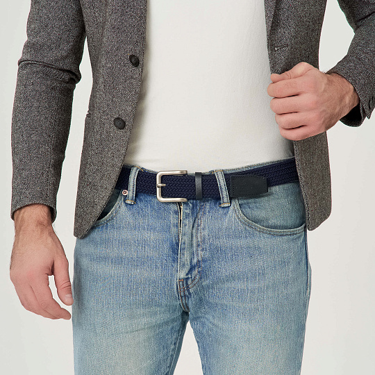 Ремень Dr.Koffer из натуральной кожи и текстиля синий