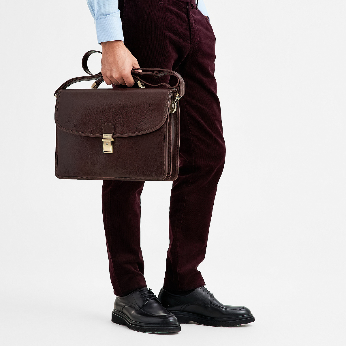 Портфель Dr.Koffer из натуральной кожи темно-коричневый