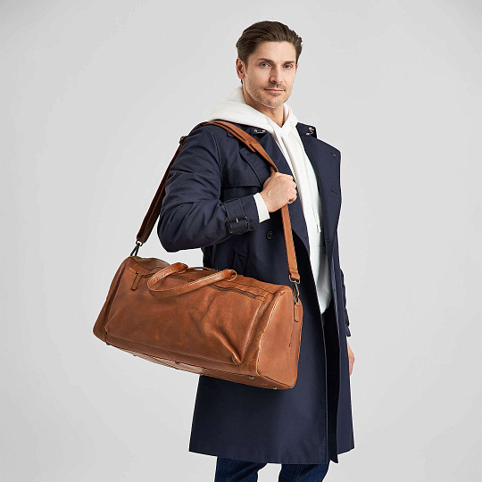 Сумка дорожная Dr.Koffer из натуральной кожи коричневая