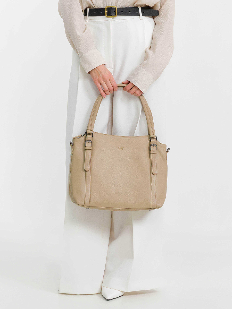 Женская сумка Dr.Koffer из натуральной кожи бежевая