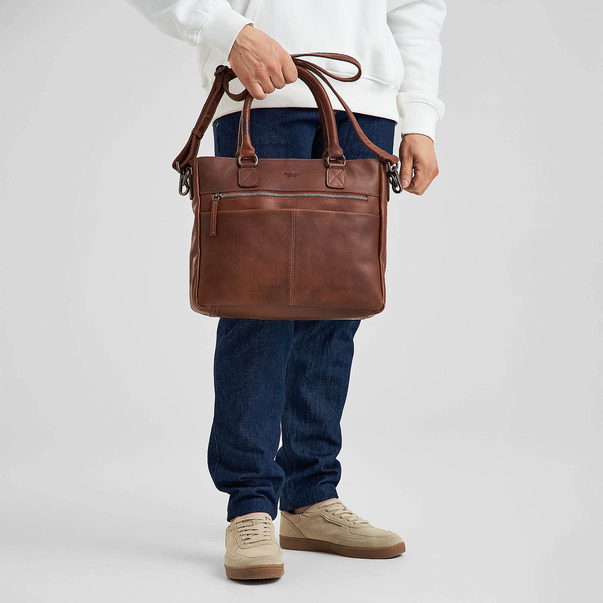 Деловая сумка Dr.Koffer из натуральной кожи коричневая