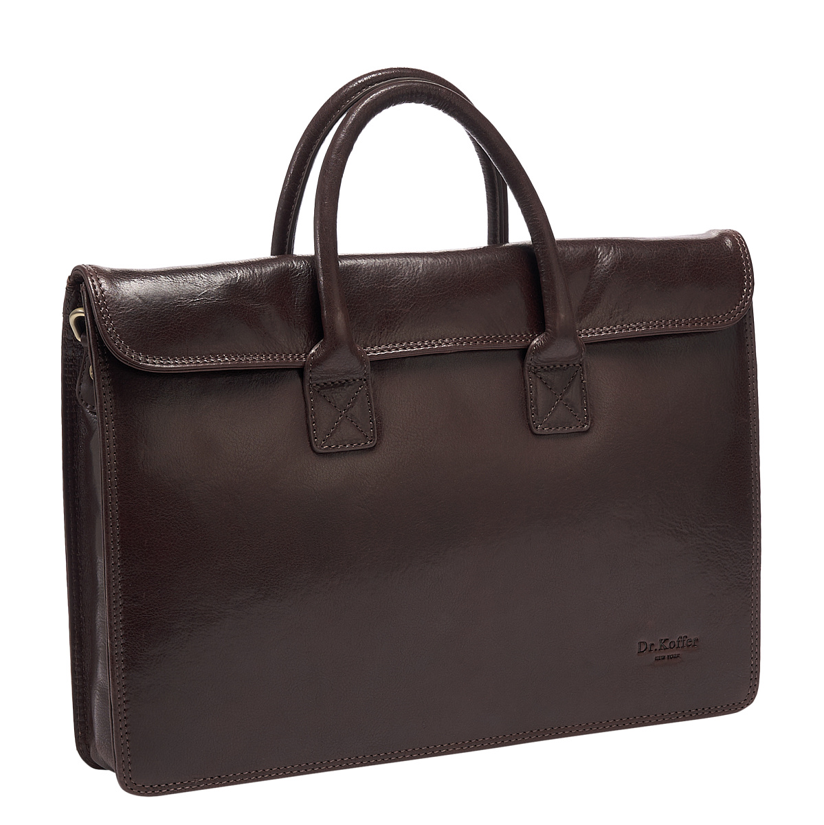 Деловая сумка Dr.Koffer из натуральной кожи темно-коричневая
