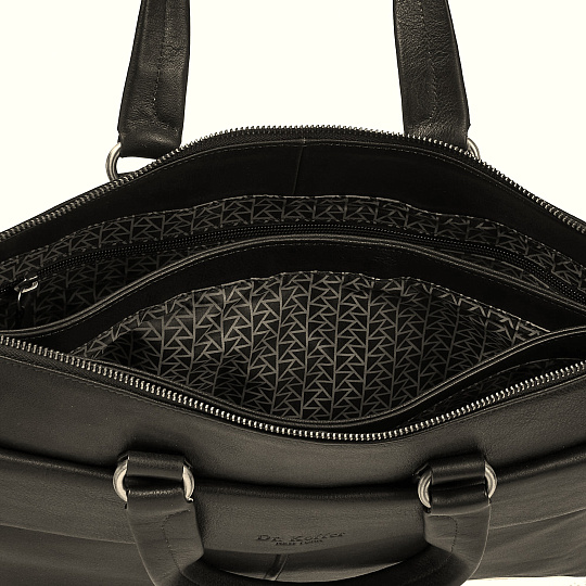 Деловая сумка Dr.Koffer из натуральной кожи черная