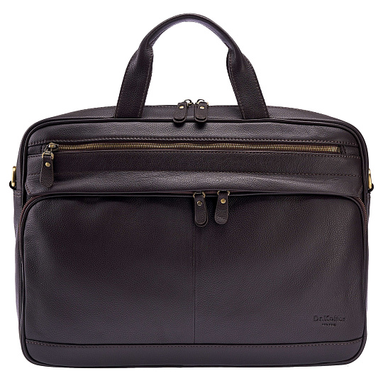 Деловая сумка Dr.Koffer из натуральной кожи темно-коричневая