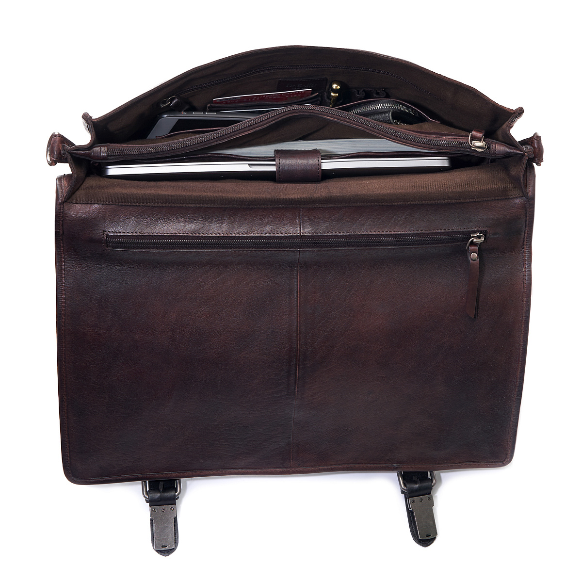Портфель Dr.Koffer из натуральной кожи темно-коричневый
