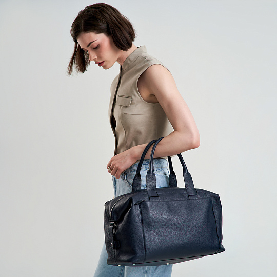 Дорожная сумка Dr.Koffer из натуральной кожи синяя