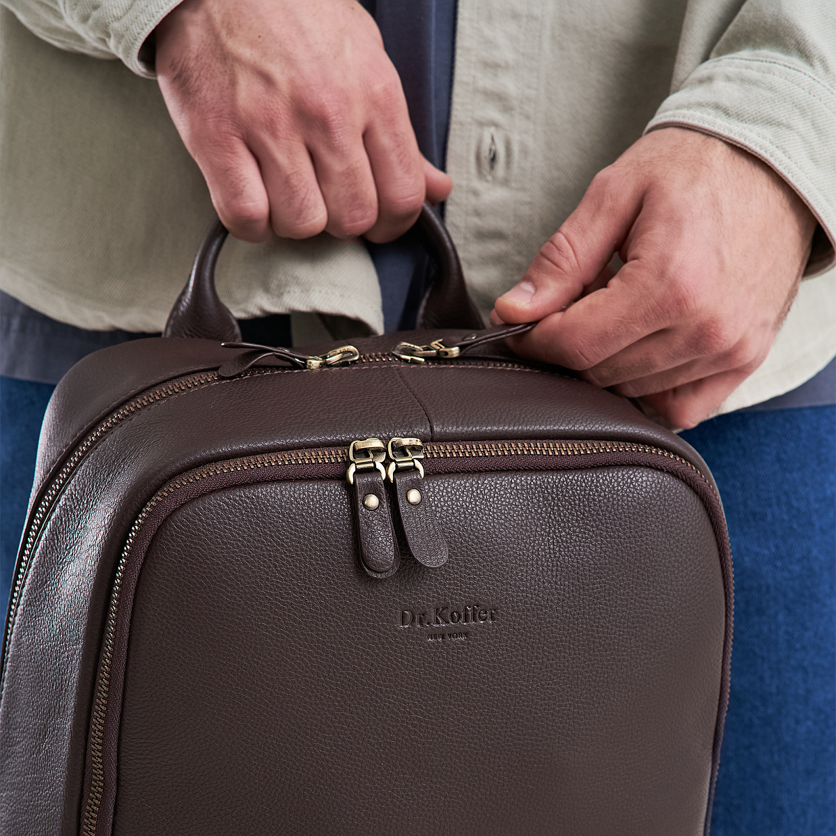 Рюкзак Dr.Koffer из натуральной кожи темно-коричневый