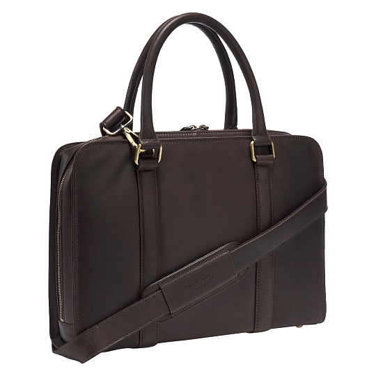 Деловая сумка Dr.Koffer из натуральной кожи темно-коричневая