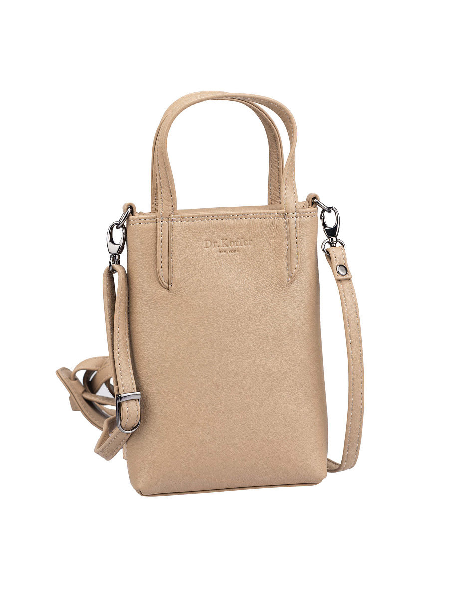 Сумка через плечо Dr.Koffer из натуральной кожи бежевая
