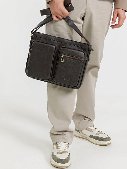 Деловая сумка Dr.Koffer из натуральной кожи темно-коричневая