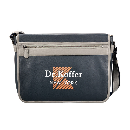 Деловая сумка Dr.Koffer из натуральной кожи синяя