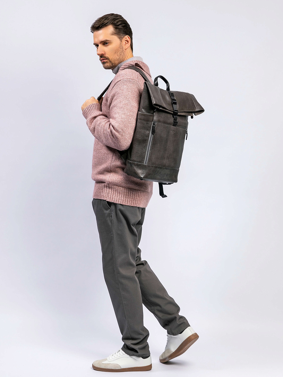 Рюкзак Dr. Koffer из натуральной кожи серый