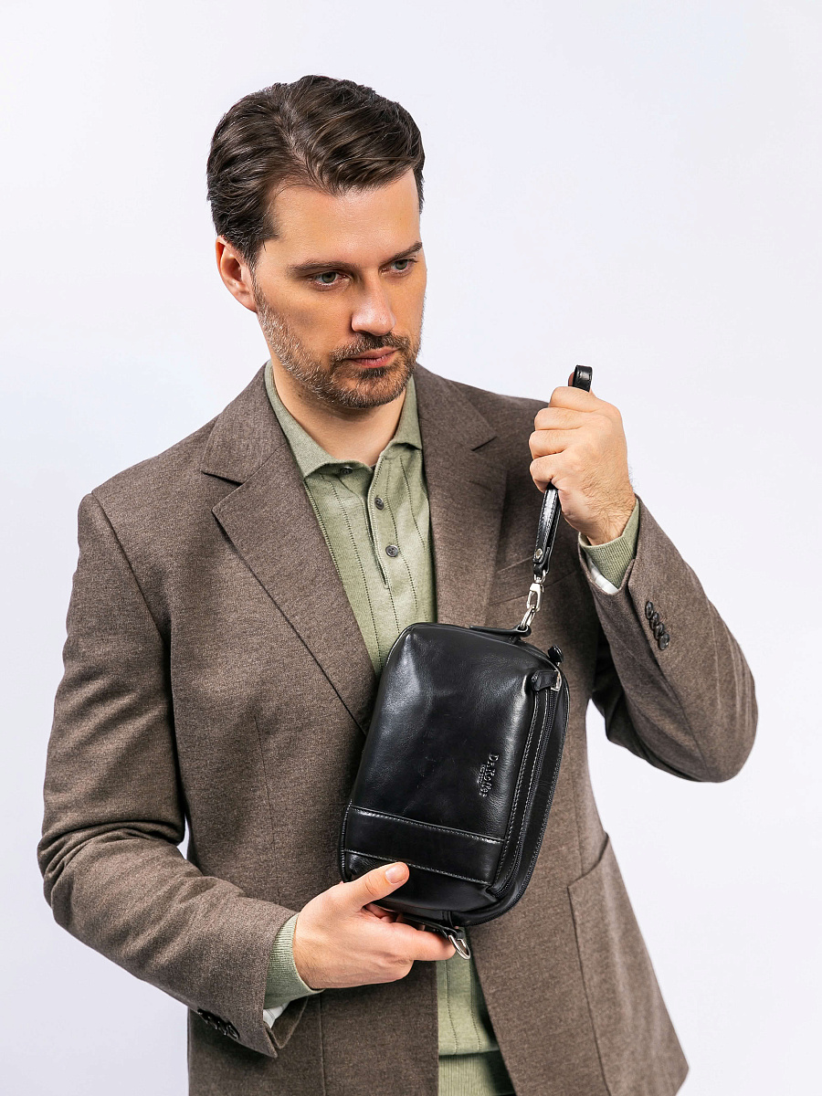 Сумка-визитка Dr. Koffer из натуральной кожи черная