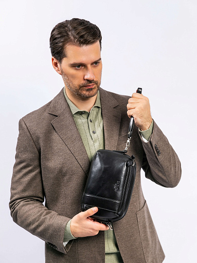 Сумка-визитка Dr. Koffer из натуральной кожи черная