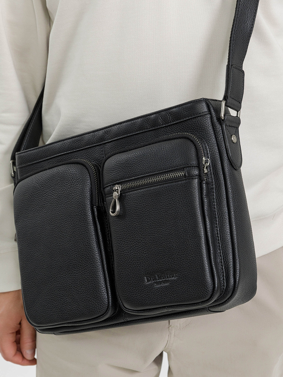 Деловая сумка Dr.Koffer из натуральной кожи черная
