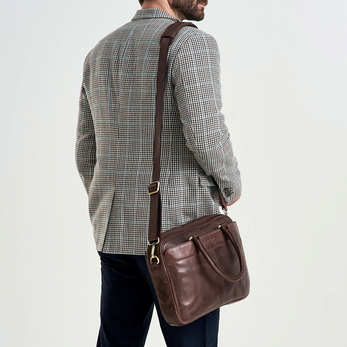 Деловая сумка Dr.Koffer из натуральной кожи темно-коричневая