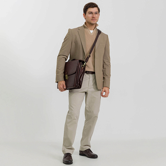 Портфель Dr.Koffer из натуральной кожи темно-коричневый