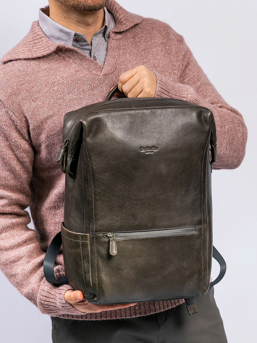 Рюкзак Dr. Koffer из натуральной кожи серый