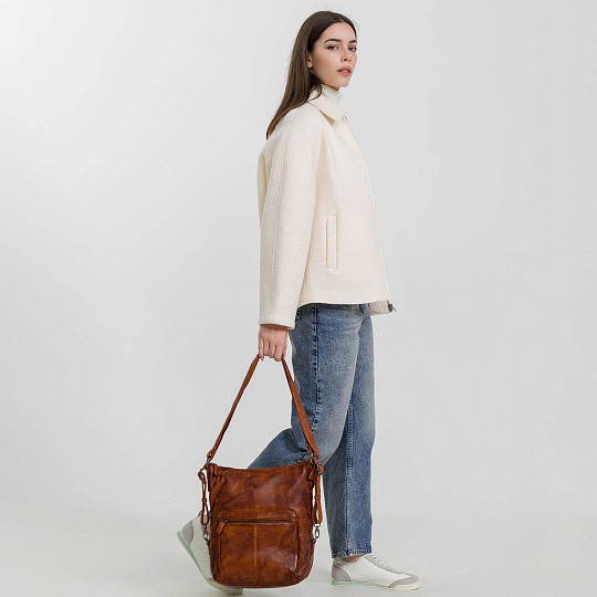 Сумка через плечо Dr.Koffer из натуральной кожи коричневая