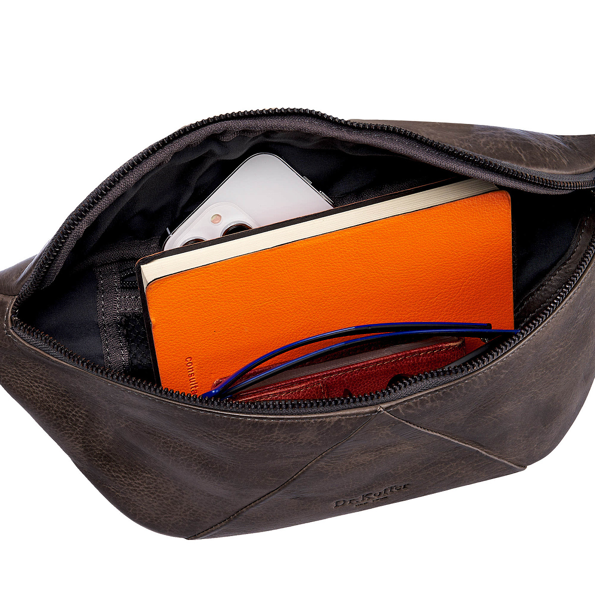 Сумка на пояс Dr. Koffer из натуральной кожи серая