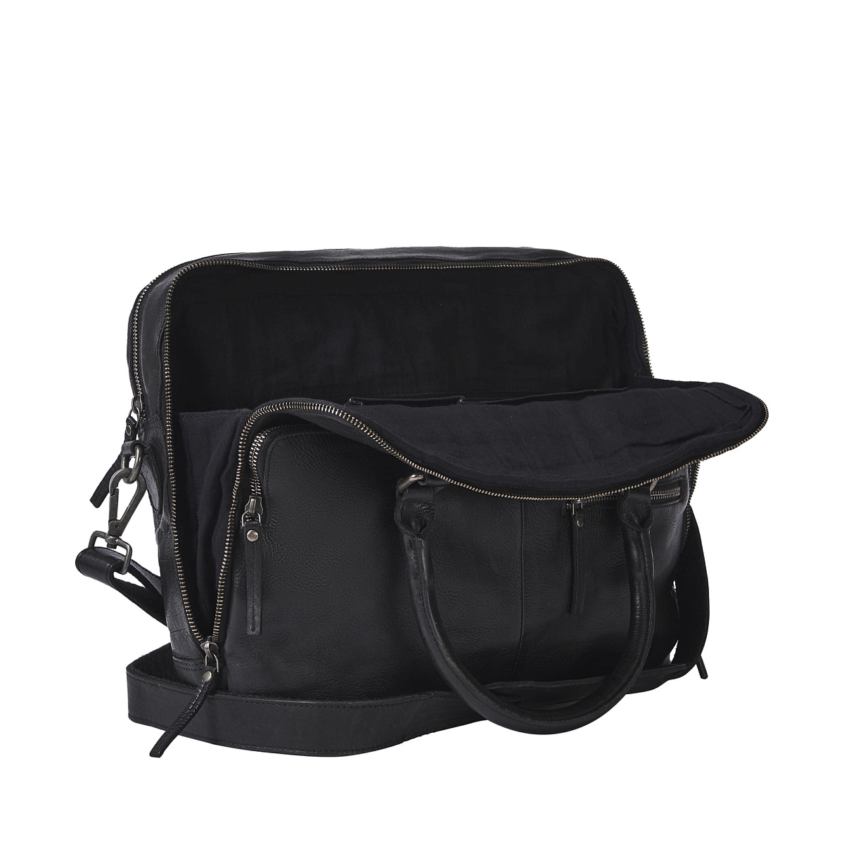 Деловая сумка Dr.Koffer из натуральной кожи черная