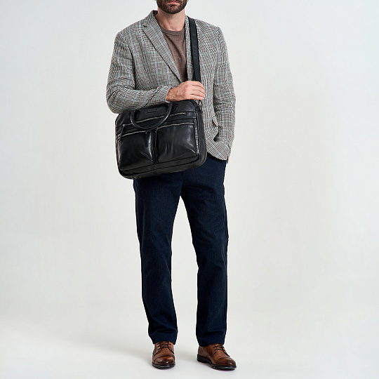 Деловая сумка Dr.Koffer из натуральной кожи черная