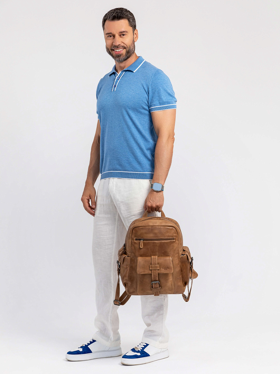 Рюкзак Dr.Koffer из натуральной кожи светло-коричневый