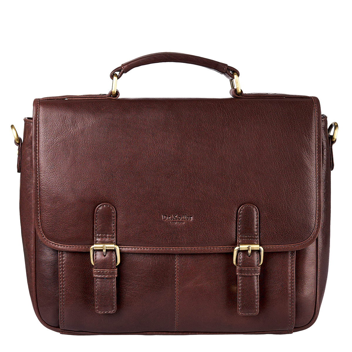 Портфель Dr.Koffer из натуральной кожи темно-коричневый