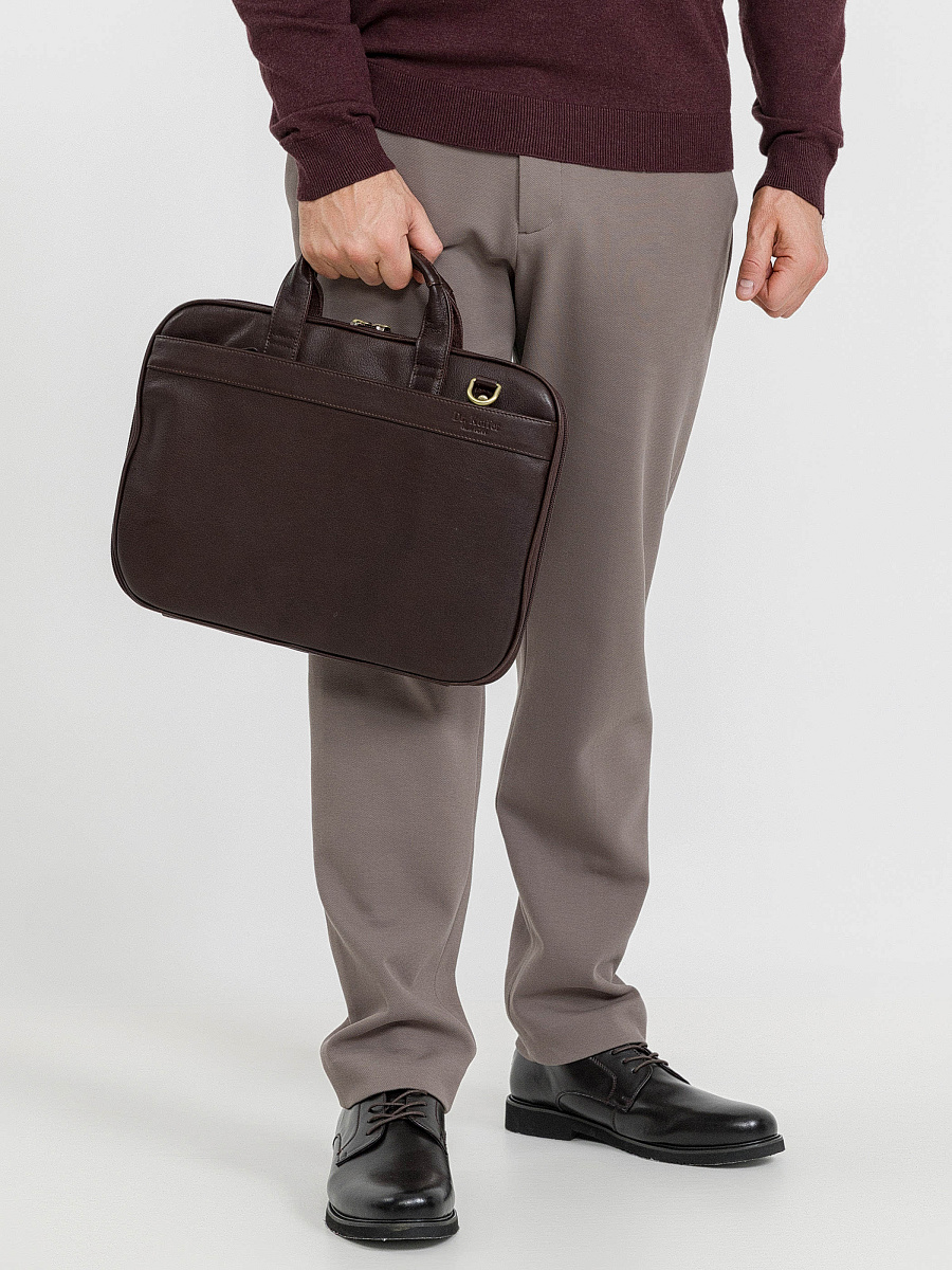 Деловая сумка Dr.Koffer из натуральной кожи темно-коричневая